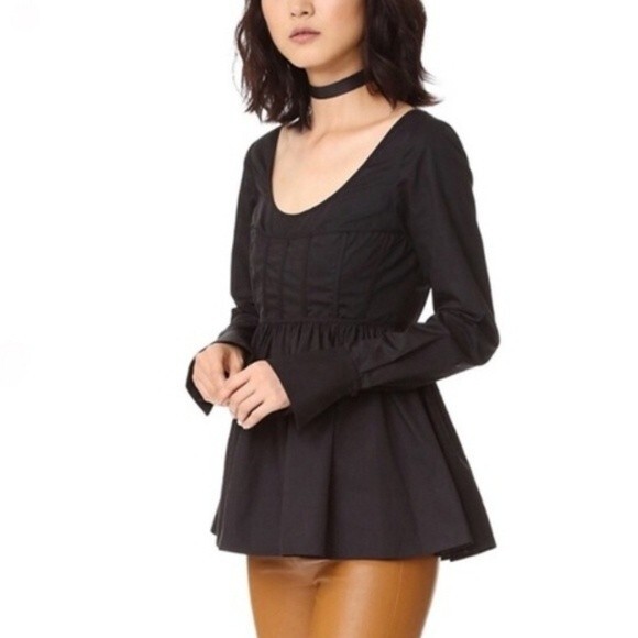 Cinq a Sept Black Cotton Corset Edgy Whimsigoth Arabella Peplum Blouse Size S - Picture 1 of 6
